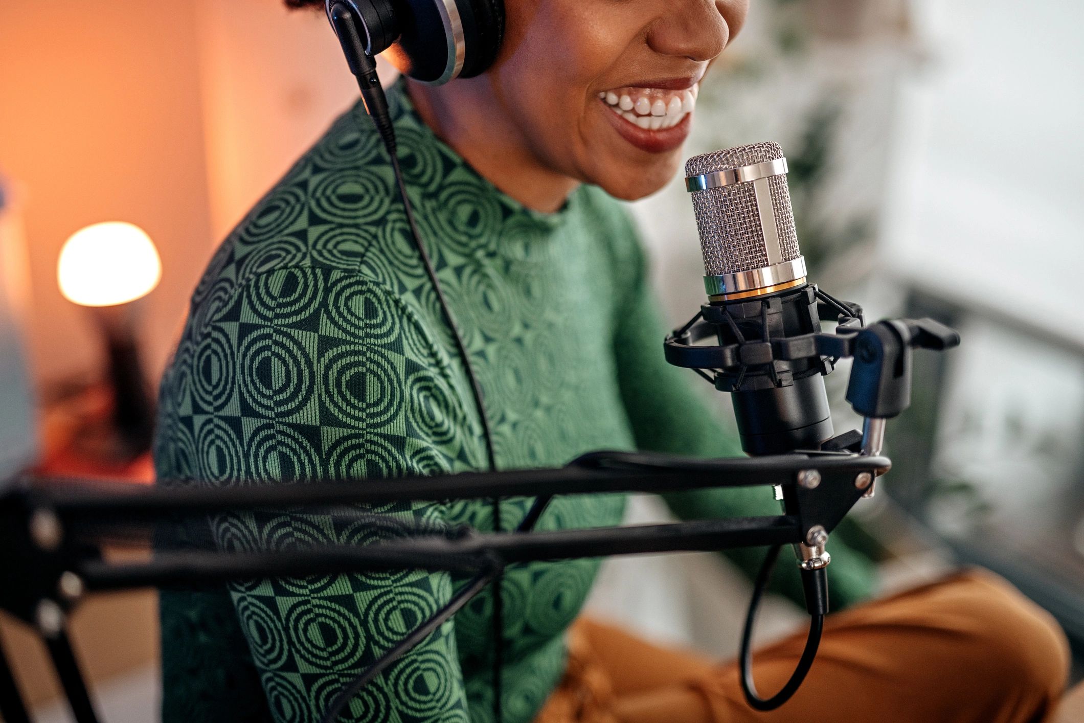 Host recording with microphone and headphones