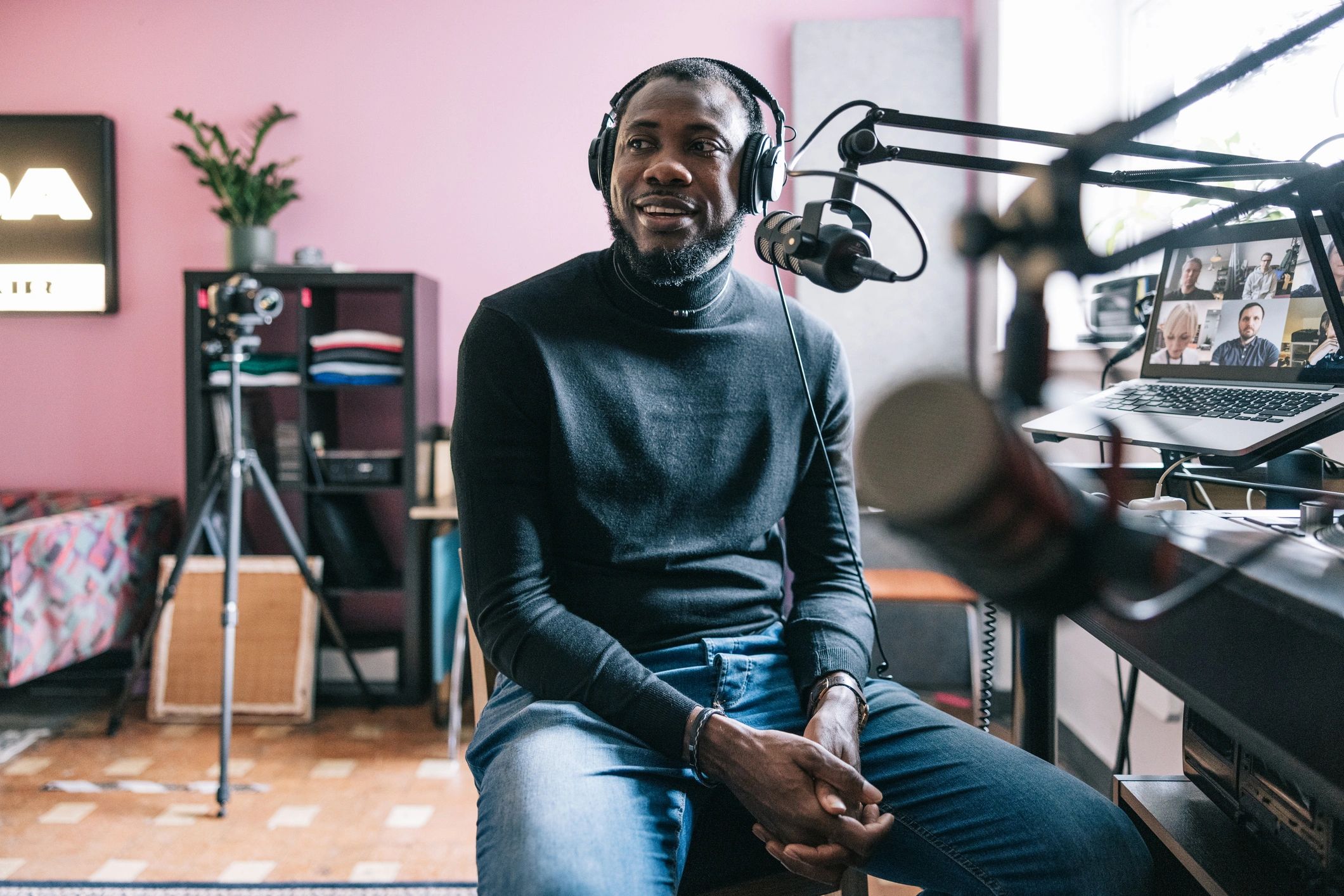 Entrepreneur interviewed on a podcast