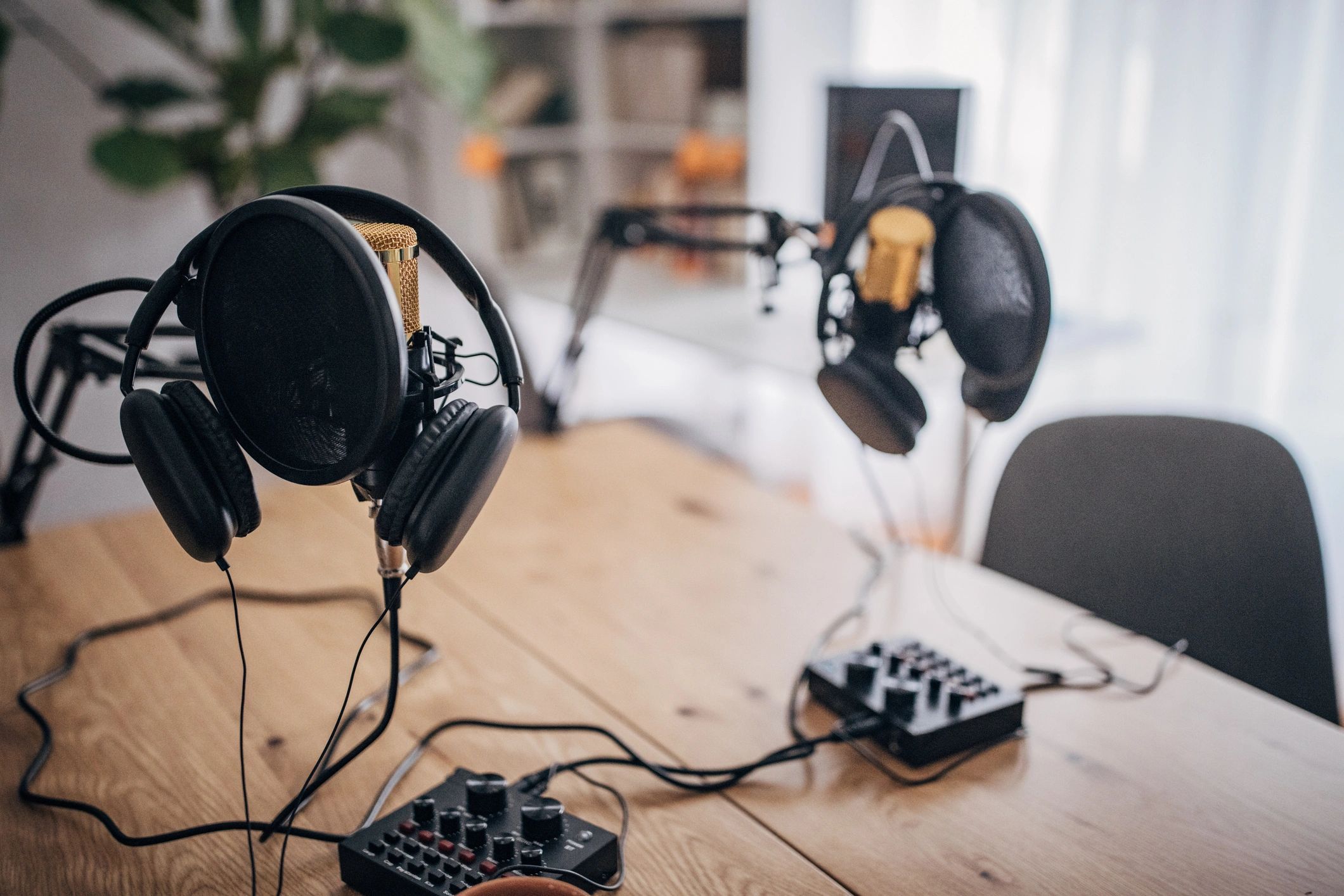 Podcast studio audio equipment