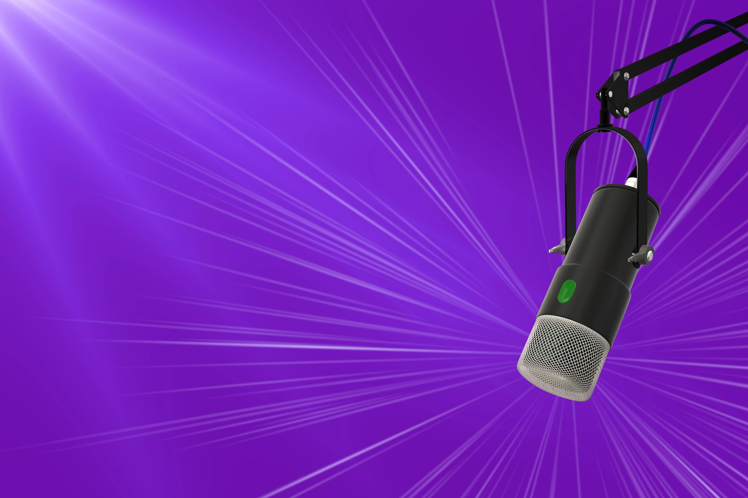 Close up of a studio microphone on a stand