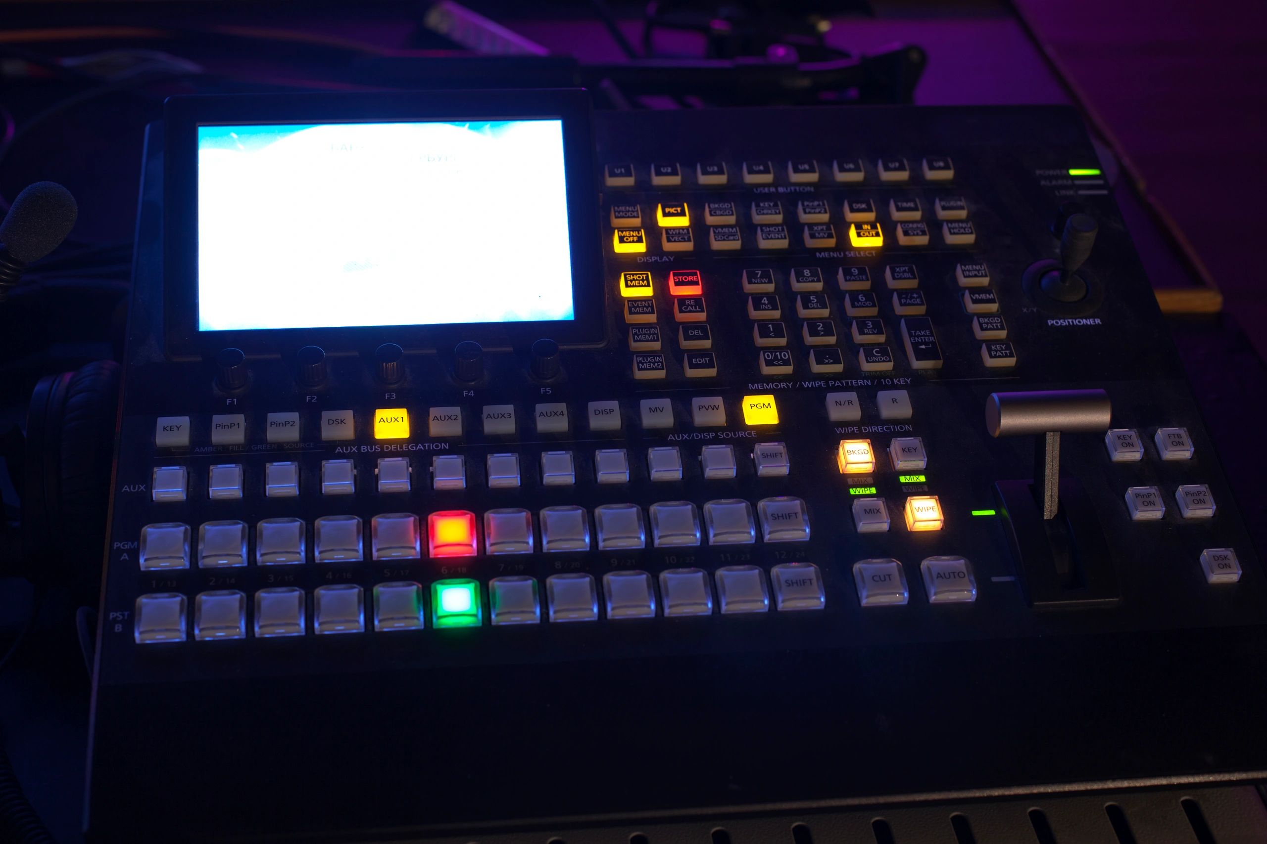 Broadcast control panel in a studio